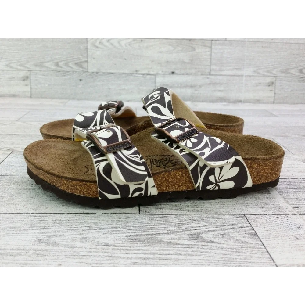 Birkenstock Girls‎ Salina Sandals Brown White Birkis Shoes Size EU 26 US 8 Kids